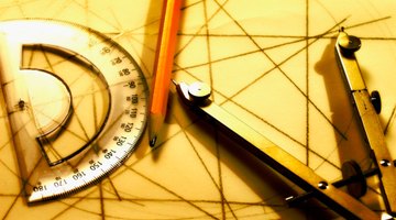 Protractors and compasses help a drafter measure and draw precise angles and curves.